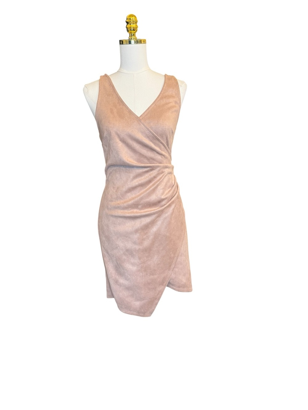 Haute Monde Faux Suede Wrap Dress Medium NWOT Nude Blush Bodycon Sleeveless
